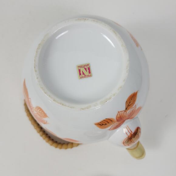 Vtg. Napcoware Japan Teapot With Lid Hand Painted Famille Rose Orange Porcelain - Picture 5 of 15